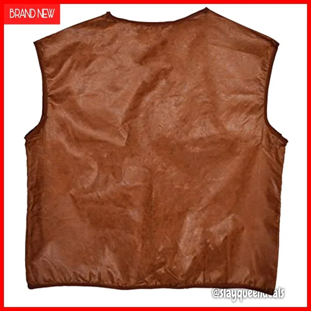Faux Leather Cowboy Vests with Fringe, Set of 2, Men's Medium Fit